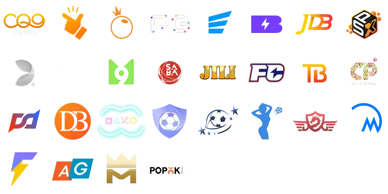 Logotipos dos provedores de EELL slots online como Pragmatic Play e PG Soft.