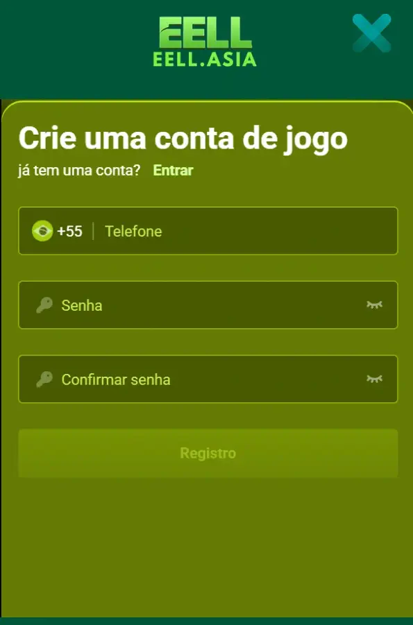 Formulário de EELL registro rápido para novos jogadores brasileiros